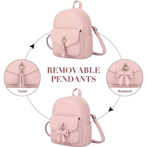 Mini Backpack for Women Cute Bowknot Small Backpack Purse Ladies Leather Bookbag - Picture 2 of 6